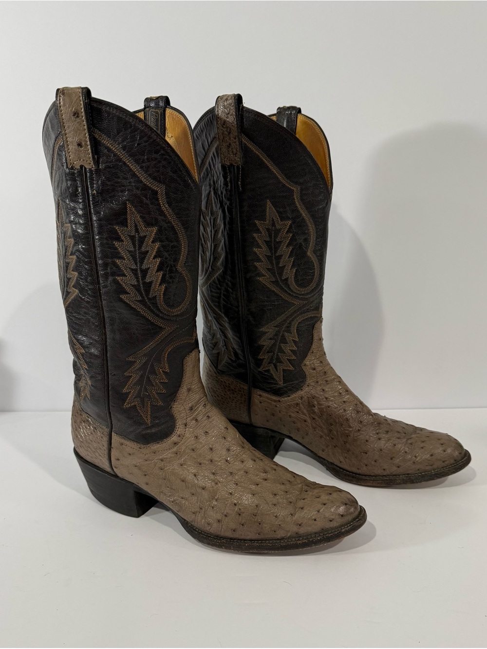 Panhandle Slim Vintage Men’s Genuine Exotic Full Quill Ostrich Cowboy Boots 9.5
